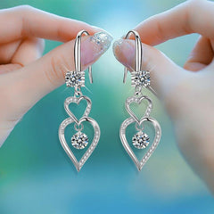 Double Love Droplet Zircon Earing For Women Jewelry