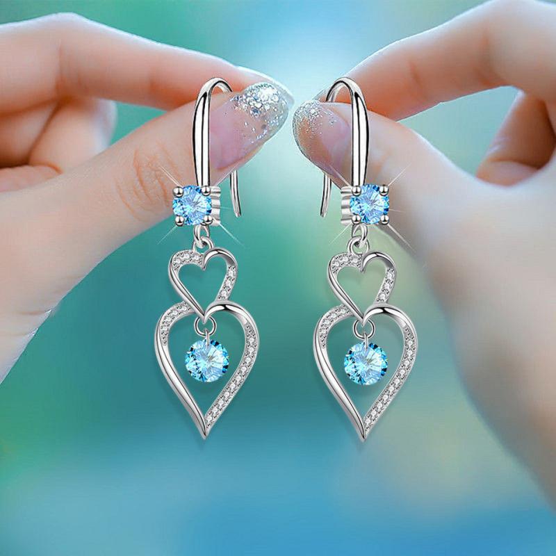 Double Love Droplet Zircon Earing For Women Jewelry