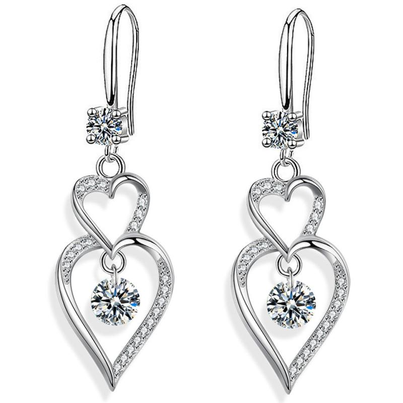 Double Love Droplet Zircon Earing For Women Jewelry