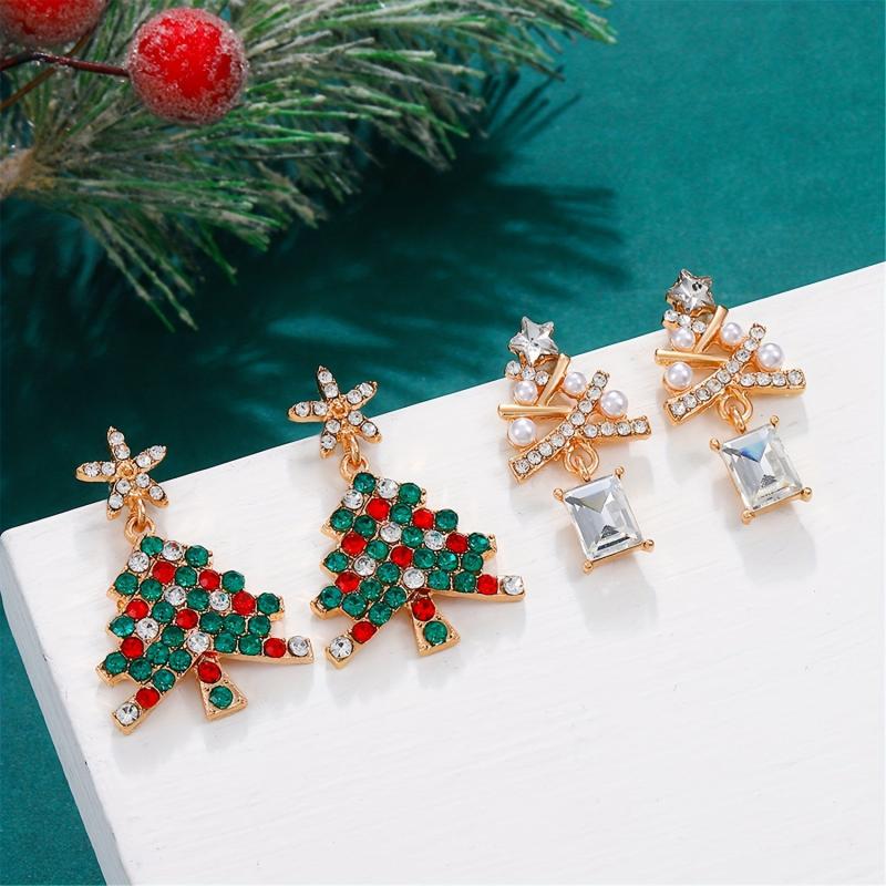 Sparkling Christmas Trees Earrings Gift for Girls