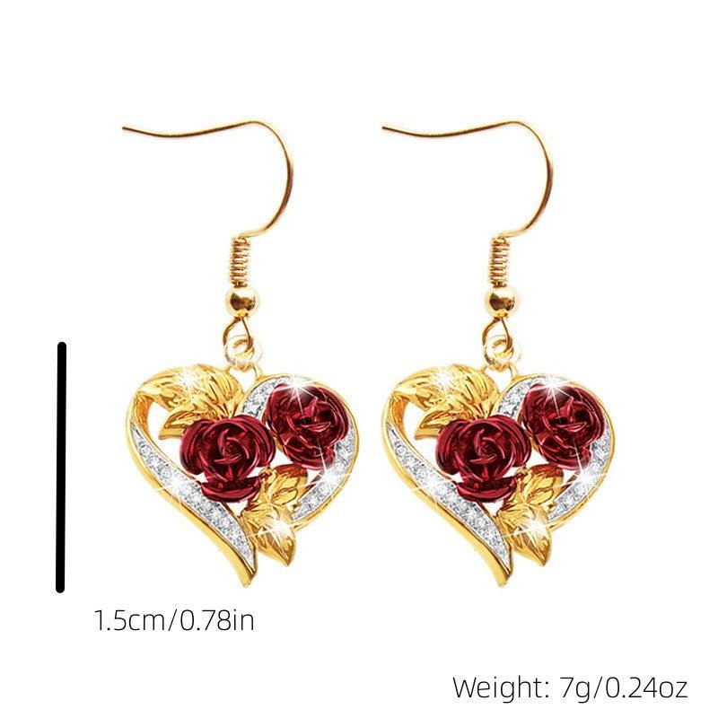 Rose Pendant Earrings Daily Party Accessories Gift