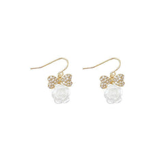Silver Needle Diamond Bow Earrings Light Niche Camellia Earrings