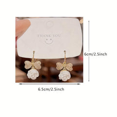 Silver Needle Diamond Bow Earrings Light Niche Camellia Earrings