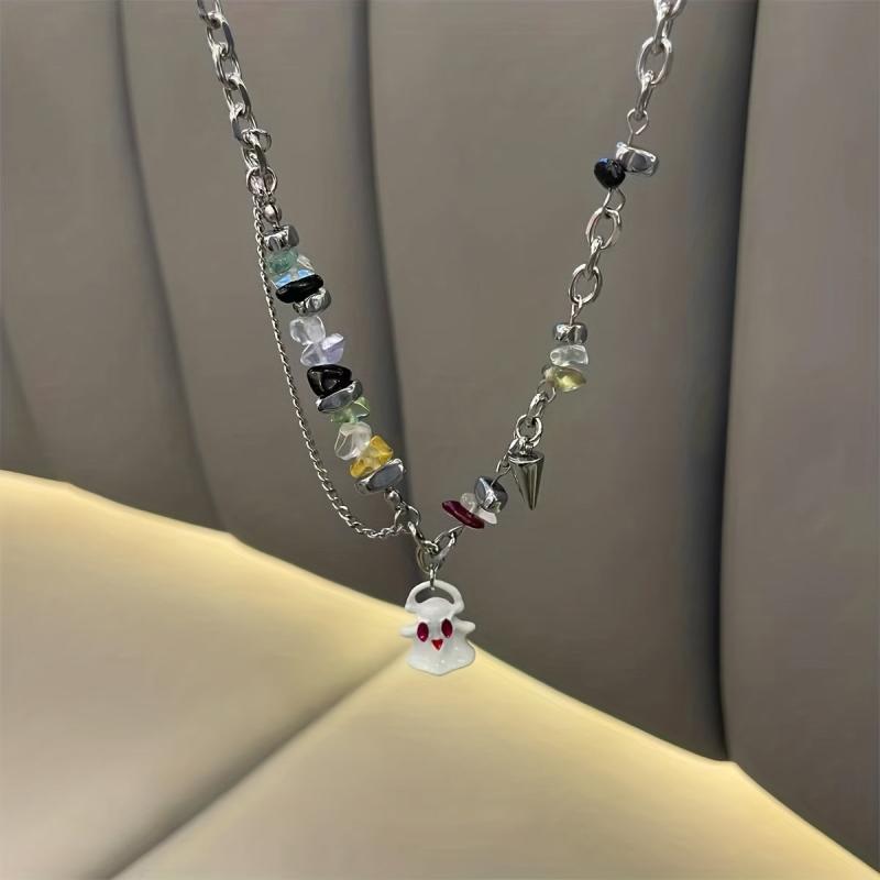 Small Ghost Monster Metal Chain Necklace Gift For Girlfriend