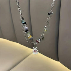 Small Ghost Monster Metal Chain Necklace Gift For Girlfriend