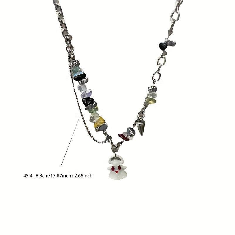 Small Ghost Monster Metal Chain Necklace Gift For Girlfriend