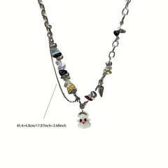 Small Ghost Monster Metal Chain Necklace Gift For Girlfriend