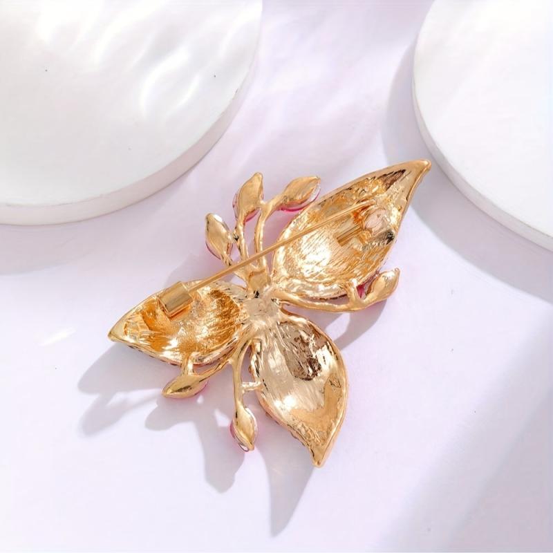 Plum Rhinestone Flower Sweater Buckle Corsage Pin