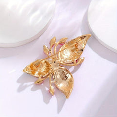 Plum Rhinestone Flower Sweater Buckle Corsage Pin