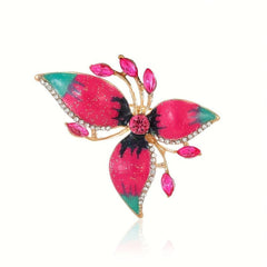 Plum Rhinestone Flower Sweater Buckle Corsage Pin