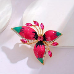 Plum Rhinestone Flower Sweater Buckle Corsage Pin