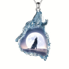 Forest Ghost Wolf Necklace Punk Hip Hop Animal Necklace Wolf Head Pendant