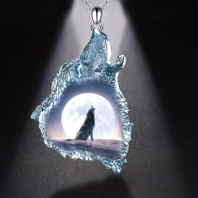 Forest Ghost Wolf Necklace Punk Hip Hop Animal Necklace Wolf Head Pendant