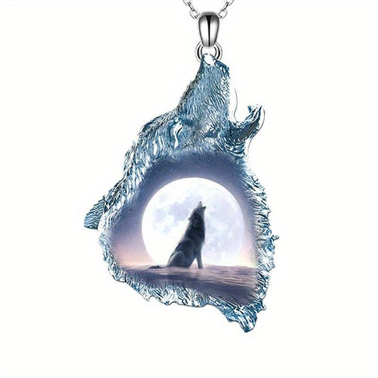 Forest Ghost Wolf Necklace Punk Hip Hop Animal Necklace Wolf Head Pendant