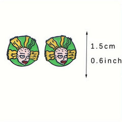 Cartoon Game Piercing Earrings Green Stud Earrings For Woman Party Jewelry Gift