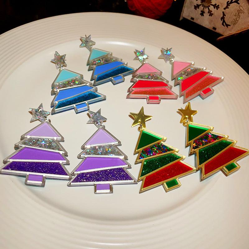 Needle Star Christmas Tree Earrings Stud Earrings Christmas Accessories Earrings