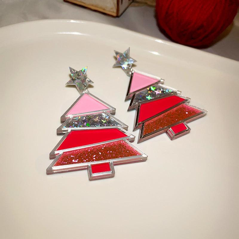 Needle Star Christmas Tree Earrings Stud Earrings Christmas Accessories Earrings