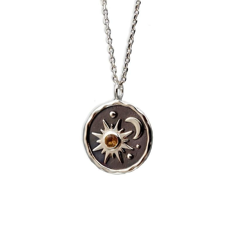 Boho Sun Moon Pendant Necklace Earrings Set - Perfect Gift