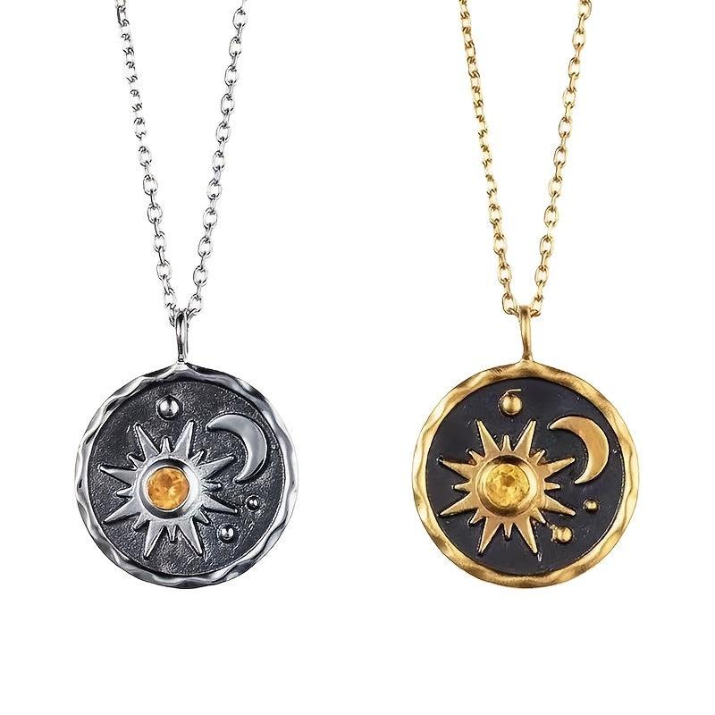 Boho Sun Moon Pendant Necklace Earrings Set - Perfect Gift