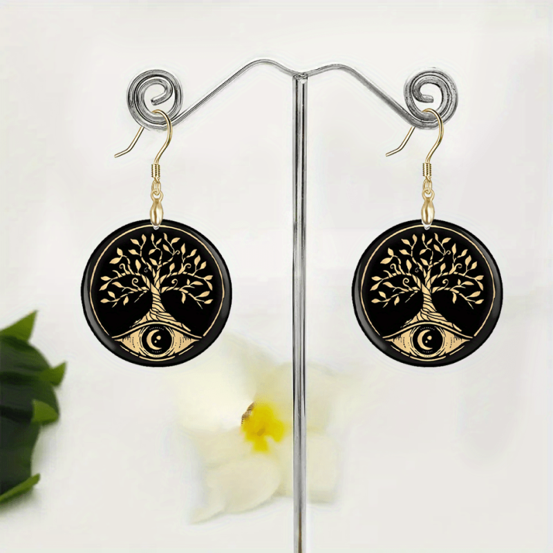 Cartoon Life Tree Acrylic Earrings Retro Party Jewelry