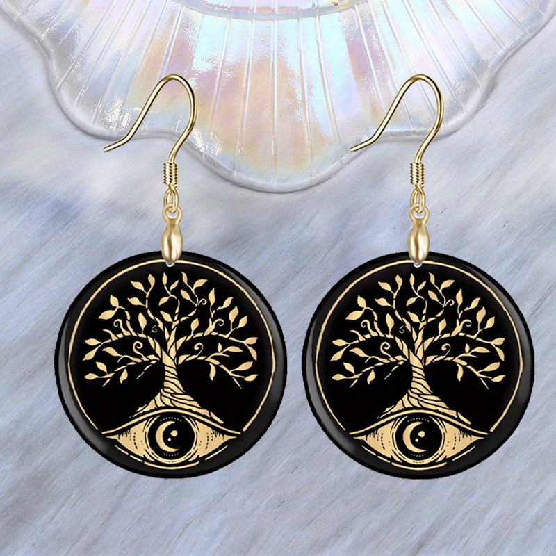 Cartoon Life Tree Acrylic Earrings Retro Party Jewelry