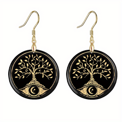 Cartoon Life Tree Acrylic Earrings Retro Party Jewelry