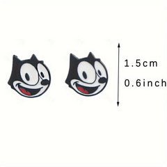 Cartoon Cats Piercing Earrings Studs For Girls Kids Jewelry Gift