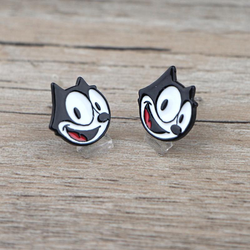 Cartoon Cats Piercing Earrings Studs For Girls Kids Jewelry Gift