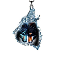Geometric Triangle Crystal Pendant Animal Wolf Necklace