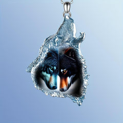 Geometric Triangle Crystal Pendant Animal Wolf Necklace