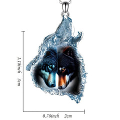 Geometric Triangle Crystal Pendant Animal Wolf Necklace
