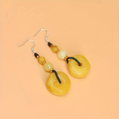925 Silver Goddess Earrings Old Honey Wax Peace Buckle Ear Hooks