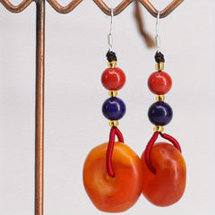 925 Silver Goddess Earrings Old Honey Wax Peace Buckle Ear Hooks