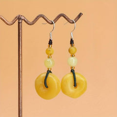 925 Silver Goddess Earrings Old Honey Wax Peace Buckle Ear Hooks
