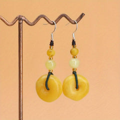 925 Silver Goddess Earrings Old Honey Wax Peace Buckle Ear Hooks