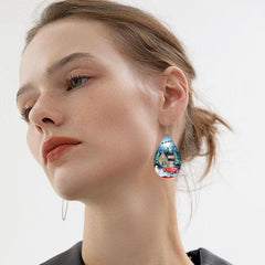 Teardrop Faux Leather Earrings Christmas Party Jewelry