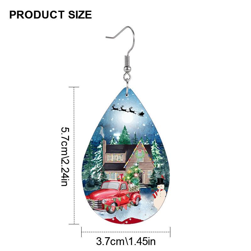 Teardrop Faux Leather Earrings Christmas Party Jewelry