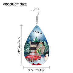 Teardrop Faux Leather Earrings Christmas Party Jewelry