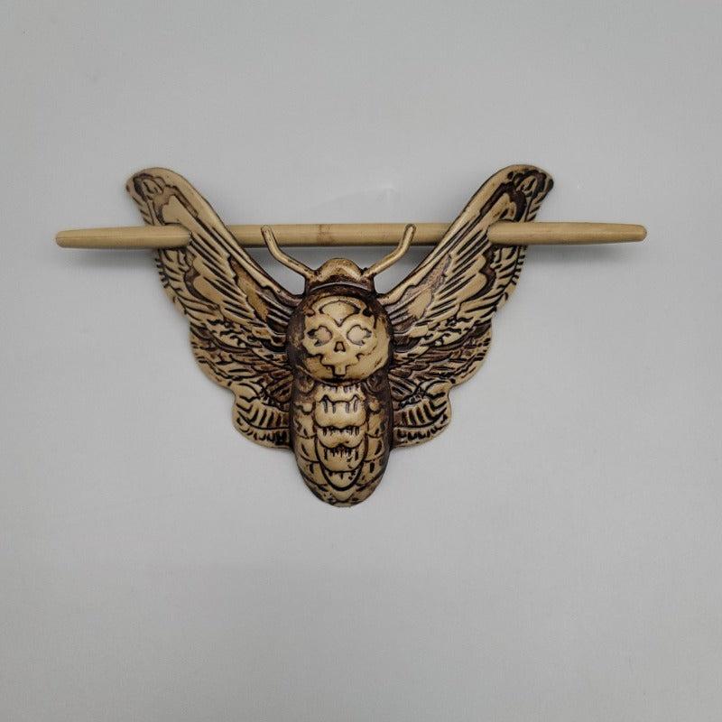Vintage Moth Skull Hairpin for Halloween Costume