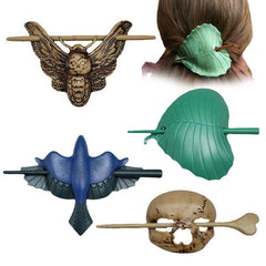 Vintage Moth Skull Hairpin for Halloween Costume