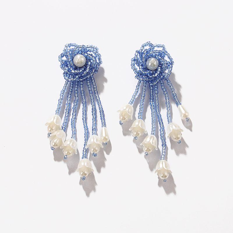 Ethnic Beaded Earrings Tassel Flower Retro Earrings