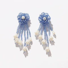 Ethnic Beaded Earrings Tassel Flower Retro Earrings