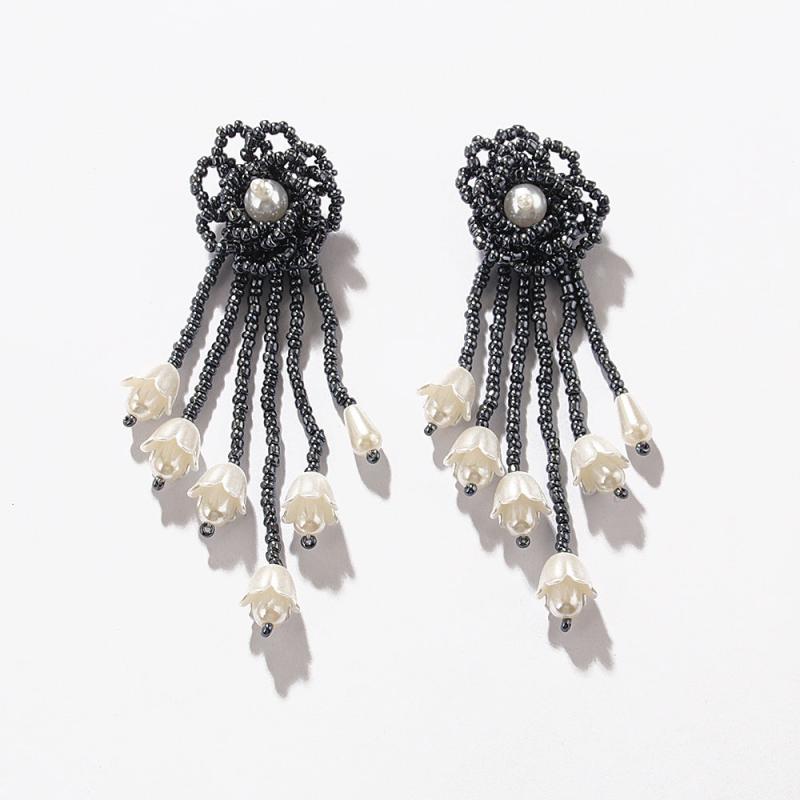 Ethnic Beaded Earrings Tassel Flower Retro Earrings