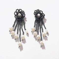 Ethnic Beaded Earrings Tassel Flower Retro Earrings