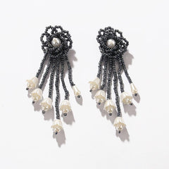 Ethnic Beaded Earrings Tassel Flower Retro Earrings