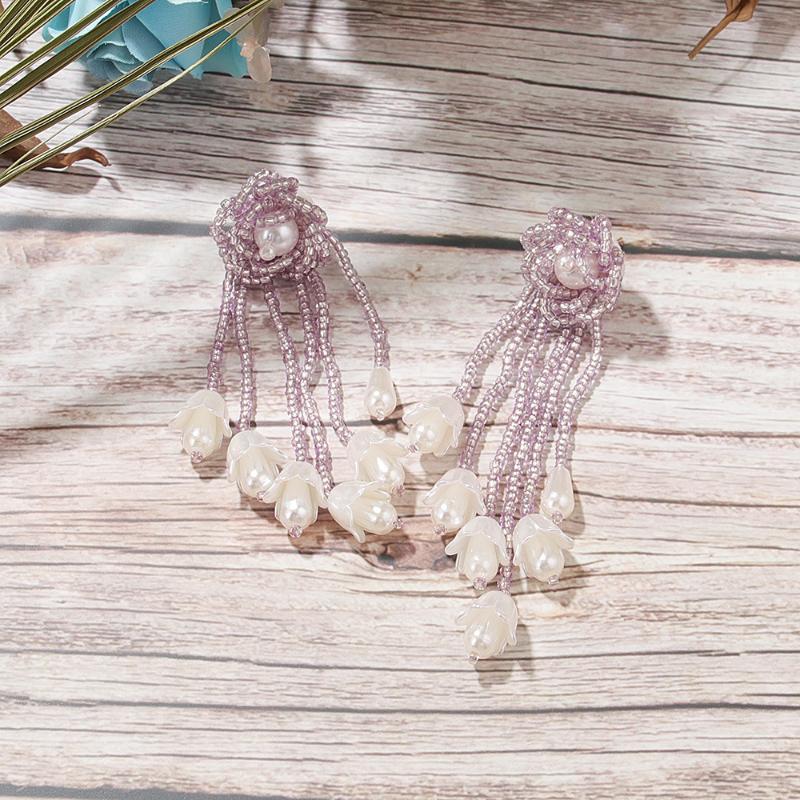 Ethnic Beaded Earrings Tassel Flower Retro Earrings