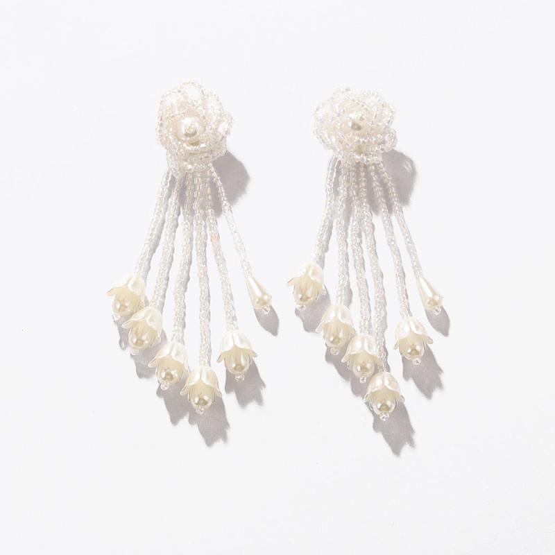 Ethnic Beaded Earrings Tassel Flower Retro Earrings