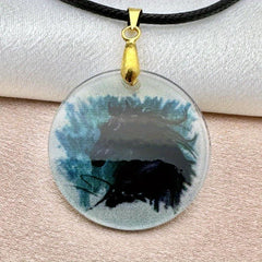 Hand Drawn Horse Pendant Necklace Chain Halloween Christmas Gift