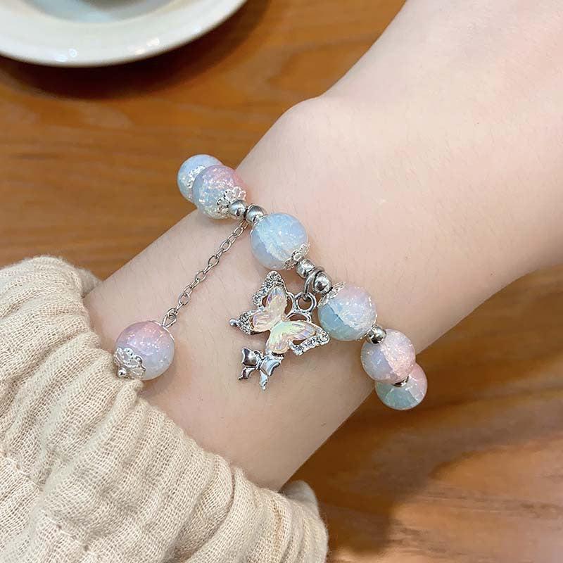Pink Glazed Butterfly Bracelet - Stylish Women's Jewelry Accessories
