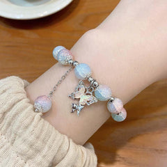 Pink Glazed Butterfly Bracelet - Stylish Women's Jewelry Accessories